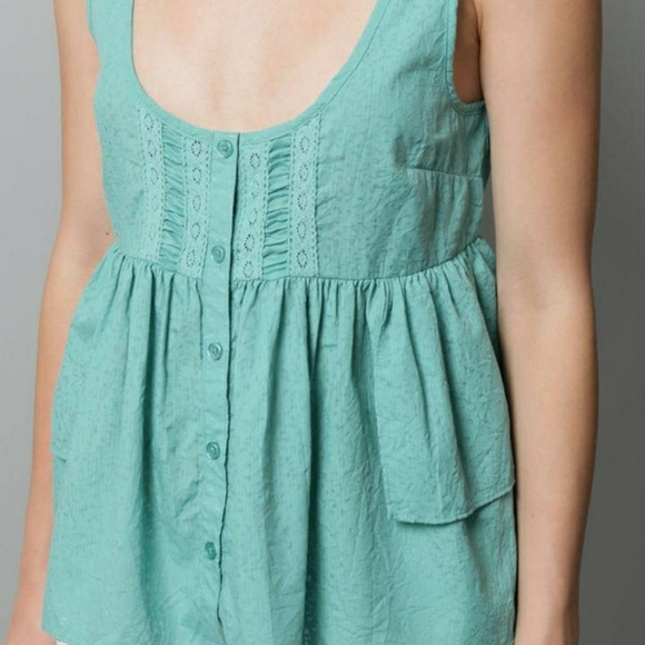 Free People Romance peplum tank teal size M - Picture 2 of 8